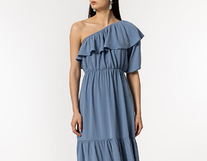 Midi Asymmetric Dress | Vilanova Woman SS23