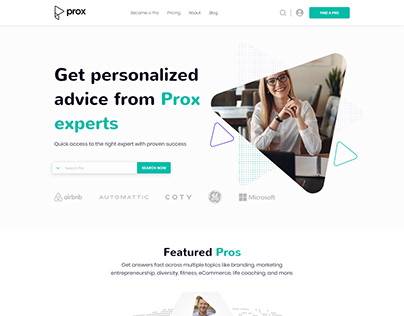 Prox experts advice website UI design