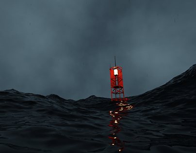 Cloudy Ocean with buoy