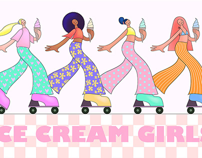 Ice Cream Girls Flat Web Illustrations