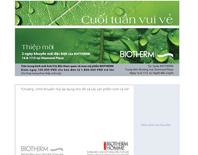 Biotherm - Thiệp mời
