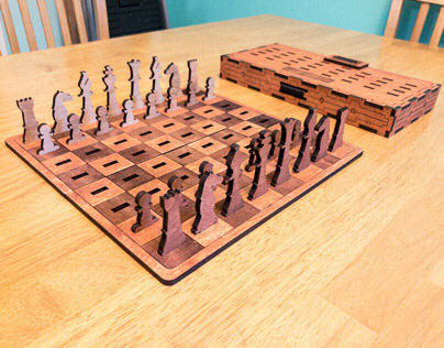 Wooden Laser Engraved Chess Set