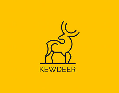 Kewdeer logo design. Deer line art logo design