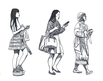 Illustration : japonaises qui marchent 3
