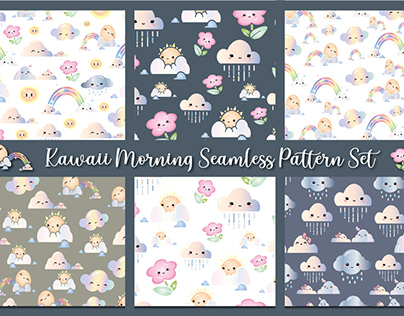 Kawaii Morning seamless patterns