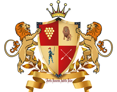 The family crest features a sturdy shield