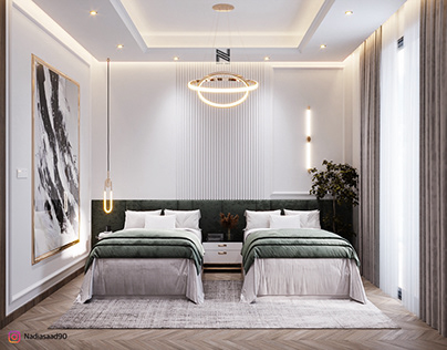 Luxury twins bedroom design in ksa