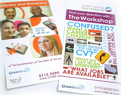 Leaflets promoting training for job seekers
