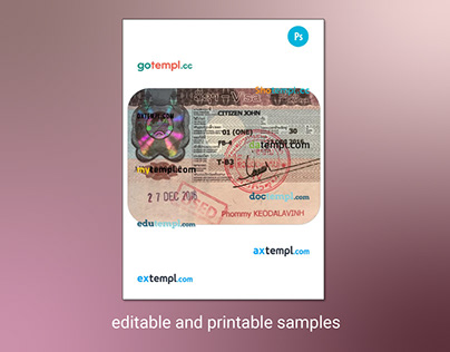 LAOS travel visa template in PSD format