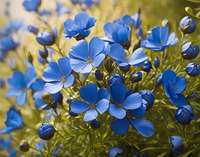 Flax blue flowers.