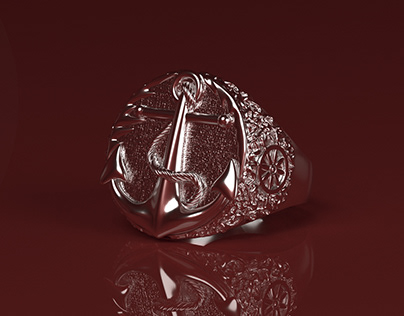 Ring, captain, yacht, silver, printing, 3D printer, For