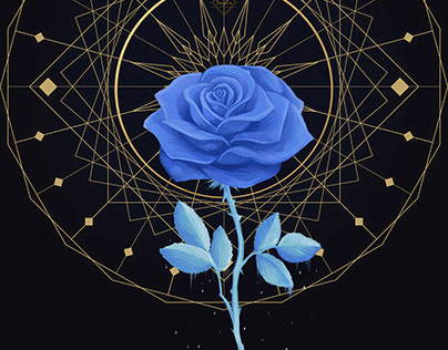 Blue Rose Golden Halo