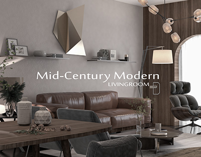 Minimal - Mid-Century modern Living room design