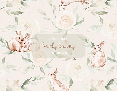 Lovely Bunny nursery surface pattern design for fabric