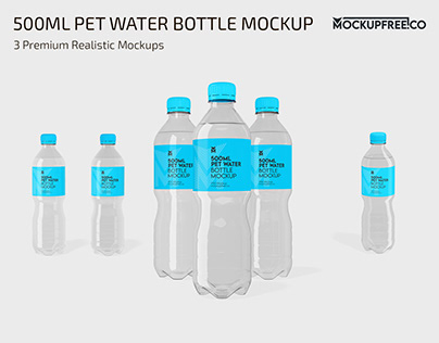 500ml PET Water Bottle Mockup