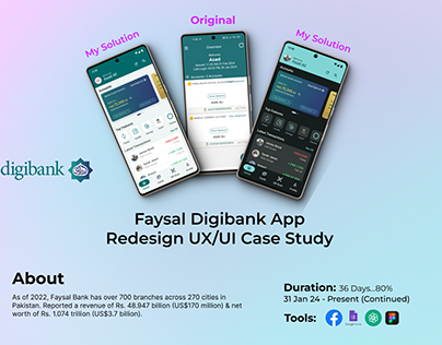 Project thumbnail - Faysal Digibank App Redesign UX/UI Case Study