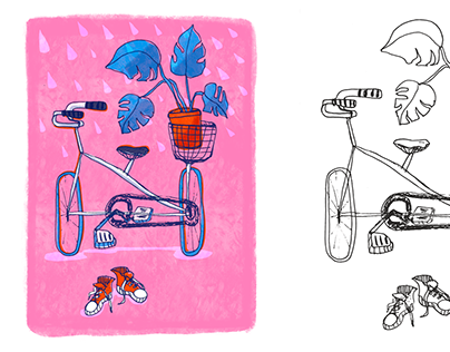 bike and flower | print