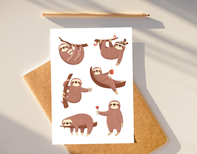 Cute Sloth Art Clip