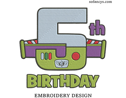 5th Birthday Buzz Lightyear Embroidery Designs
