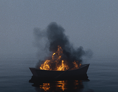 Burning boat
