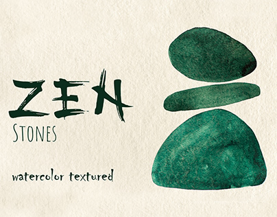 Watercolor Zen stones