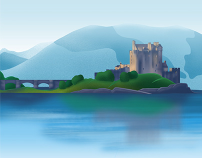 "Scotland travel" illustration & UI design