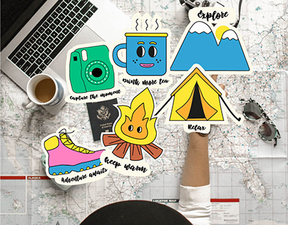 Hiking and trekking stickers in y2k style /стикеры
