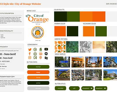 UI Style Tile: City of Orange Website Redesign