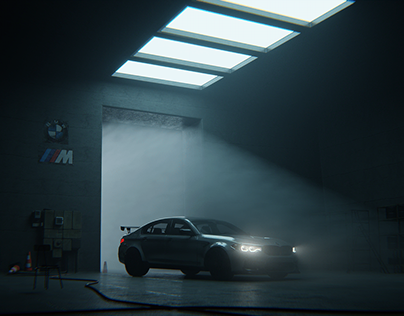 3D car garage created with Blender