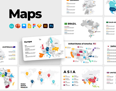 Free Map Template Canva Keynote Powerpoint Presentation