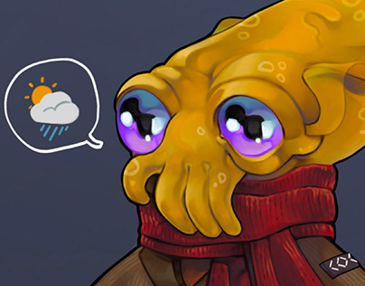 Yellow cuttlefish illustration
