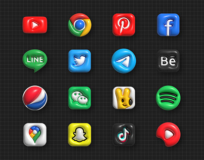 3D ICONS Pack 可爱的膨胀图标