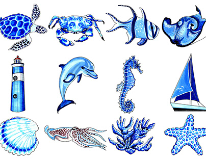 Illustration of marine animals