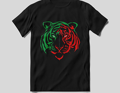 Tiger head with Bangladeshi flag color t-shirt design