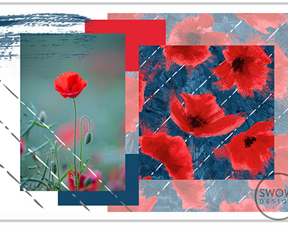 Endless poppies in a blue painted sky - Surface Design