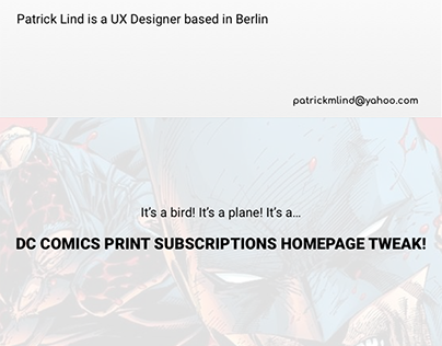 DC Comics Print Subscriptions Homepage Tweak