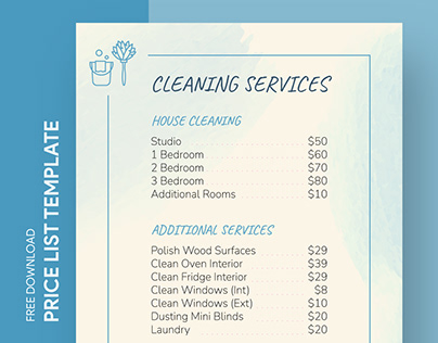 Free Commercial Cleaning Services Price List Template