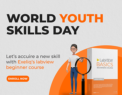 world youth skills day poster design with course