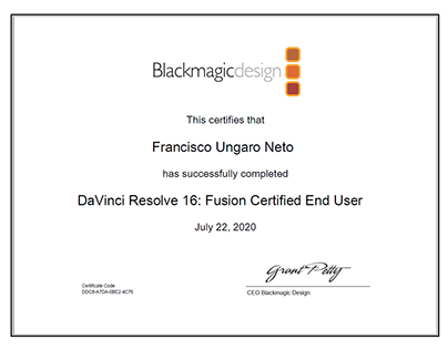 Fusion VFX Certified by Blackmagic Design