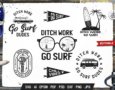 Surfing Retro Logos Designs, Beach TShirt Prints