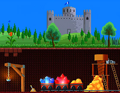 Levels/game environment of pixel art game "Cursed hero"