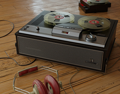 render of an old school tape recorder