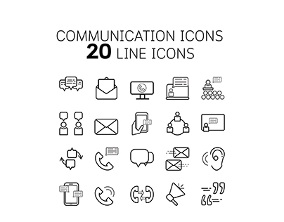 Line Icons Set of Communication,Security