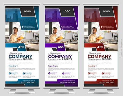 Creative and modern rollup banner multicolor design