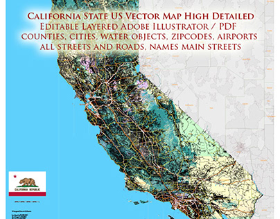 California State Vector Map Extra High Detailed
