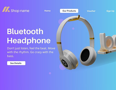 Modern Headphone Shop Website Desktop Prototype