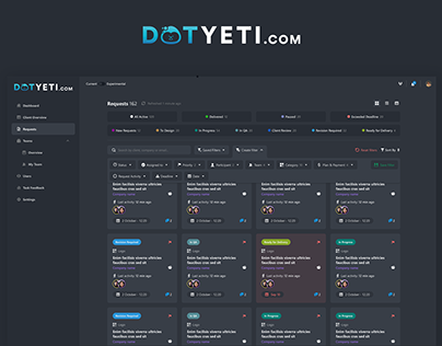 Dashboard UI/UX design for DotYeti