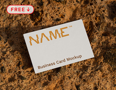 Free Business Card Lies on the Rock Mockup
