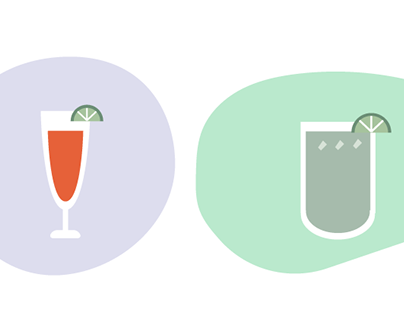 Low carb alcoholic drink illustrations