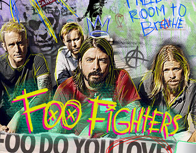 Foo fighters in basquiat style